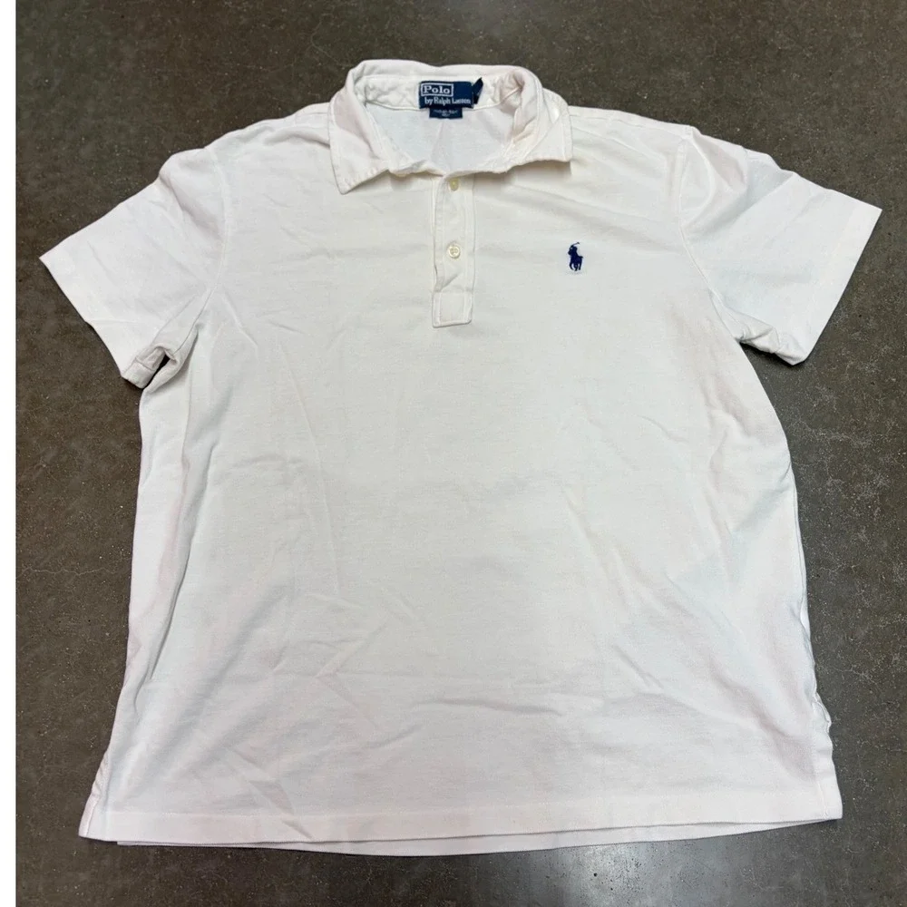 Polo Ralph Lauren Mens White Featherweight Mesh Short Sleeve Polo Shirt Large